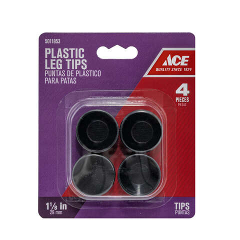 Ace Plastic Leg Tip Black Round 1-1/8 in. W 4 pk