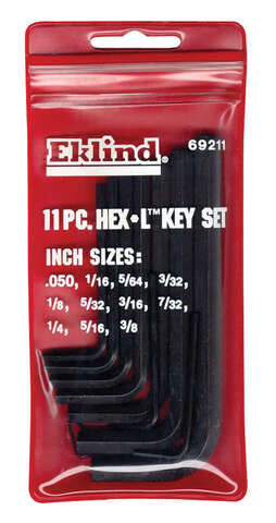 Eklind Hex-L .050 to 3/8 in. SAE Short Arm Hex L-Key Set 11 pc