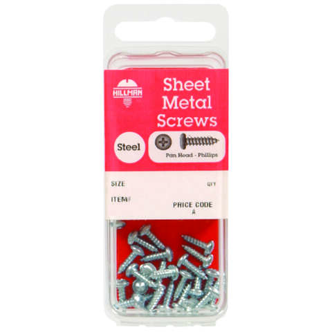 HILLMAN No. 8 X 3/8 in. L Phillips Pan Head Sheet Metal Screws 20 pk, Pack of 10