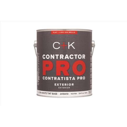 C+K Contractor Pro Flat Tint Base Ultra White Base Paint Exterior 1 gal, Pack of 4