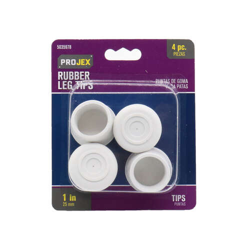 Projex Rubber Leg Tip Off-White Round 1 in. W 4 pk