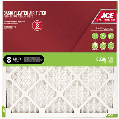 Ace 20 in. W X 25 in. H X 1 in. D Synthetic 8 MERV Pleated Air Filter 1 pk, Pack of 12