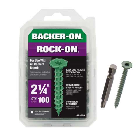 Backer-On Rock-On No. 9 X 2-1/4 in. L Star Flat Head Serrated Cement Board Screws