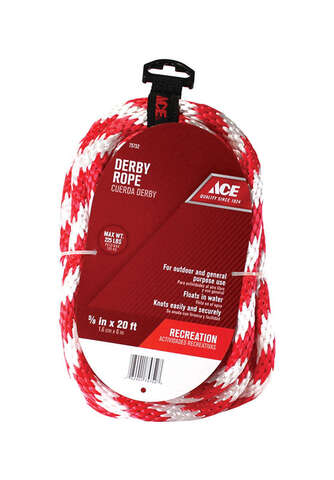 Ace 5/8 in. D X 20 ft. L Red/White Solid Braided Poly Derby Rope