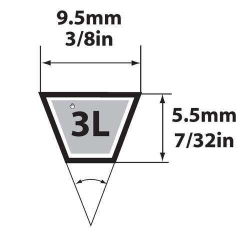 Mitsuboshi FHP 3L240 Standard General Utility V-Belt 0.38 in. W X 24 in. L For Fractional Horsepower