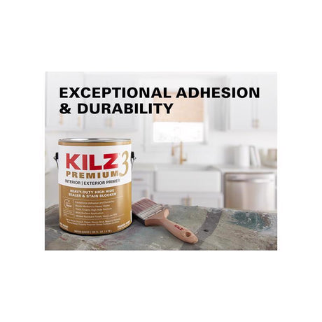 KILZ 3 Premium White Flat Water-Based Stain Blocking Primer 1 qt, Pack of 6