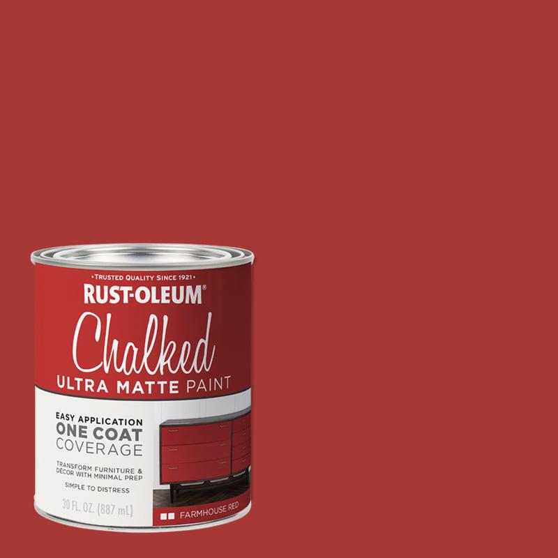 Rust-Oleum Chalked Ultra Matte Farmhouse Red Water-Based Acrylic Chalk Paint 30 oz, Pack of 2