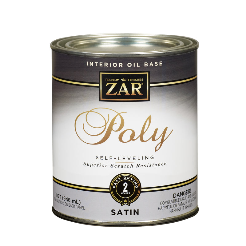 ZAR Ultra Satin Clear Oil-Based Polyurethane Fast Dry Wood Stain 1 qt, Pack of 4