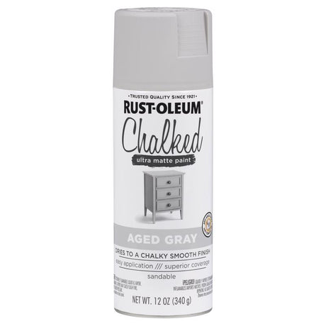 Rust-Oleum Chalked Ultra Matte Aged Gray Oil-Based Acrylic Sprayable Chalk Paint 12 oz