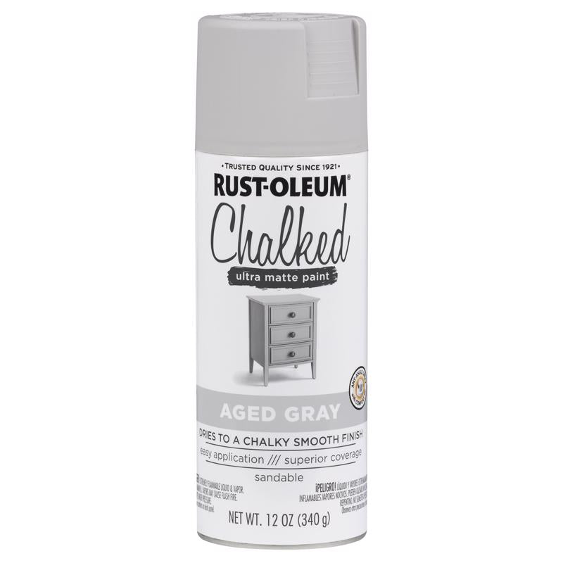 Rust-Oleum Chalked Ultra Matte Aged Gray Oil-Based Acrylic Sprayable Chalk Paint 12 oz