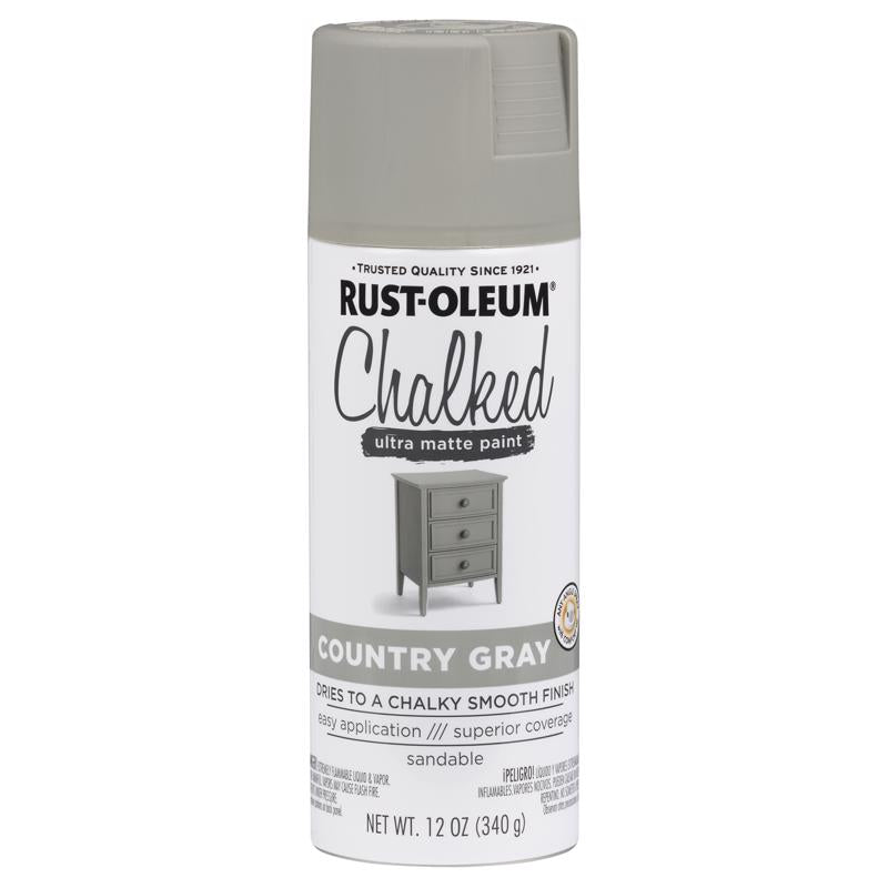 Rust-Oleum Chalked Ultra Matte Country Gray Oil-Based Acrylic Sprayable Chalk Paint 12 oz