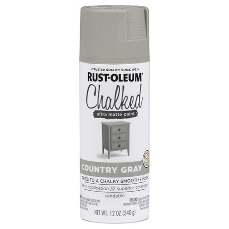 Rust-Oleum Chalked Ultra Matte Country Gray Oil-Based Acrylic Sprayable Chalk Paint 12 oz