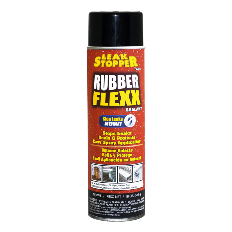 Leak Stopper Rubber Flexx Gloss Black Rubber Polymers Leakseal Flexible Rubber Sealant 18 oz, Pack of 6