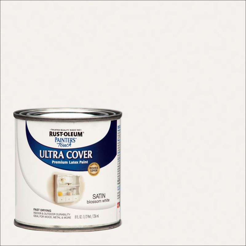 Rust-Oleum Painters Touch Ultra Cover Satin Blossom White Paint Exterior and Interior 0.5 pt, Pack of 6