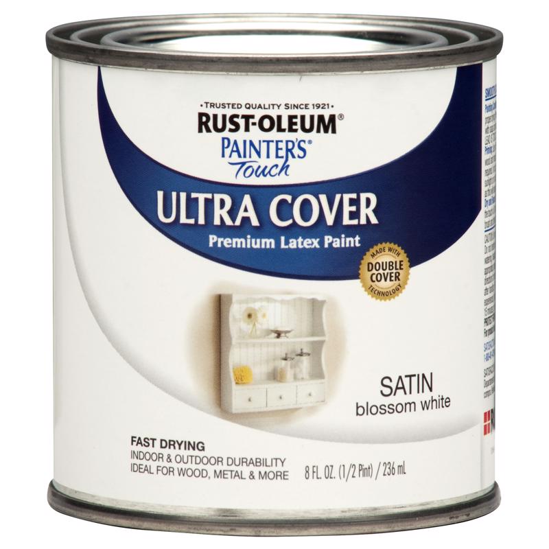 Rust-Oleum Painters Touch Ultra Cover Satin Blossom White Paint Exterior and Interior 0.5 pt, Pack of 6