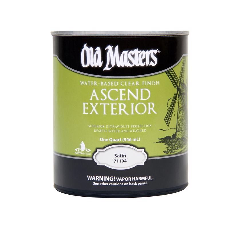 Old Masters Ascend Exterior Satin Clear Water-Based Finish 1 qt, Pack of 4