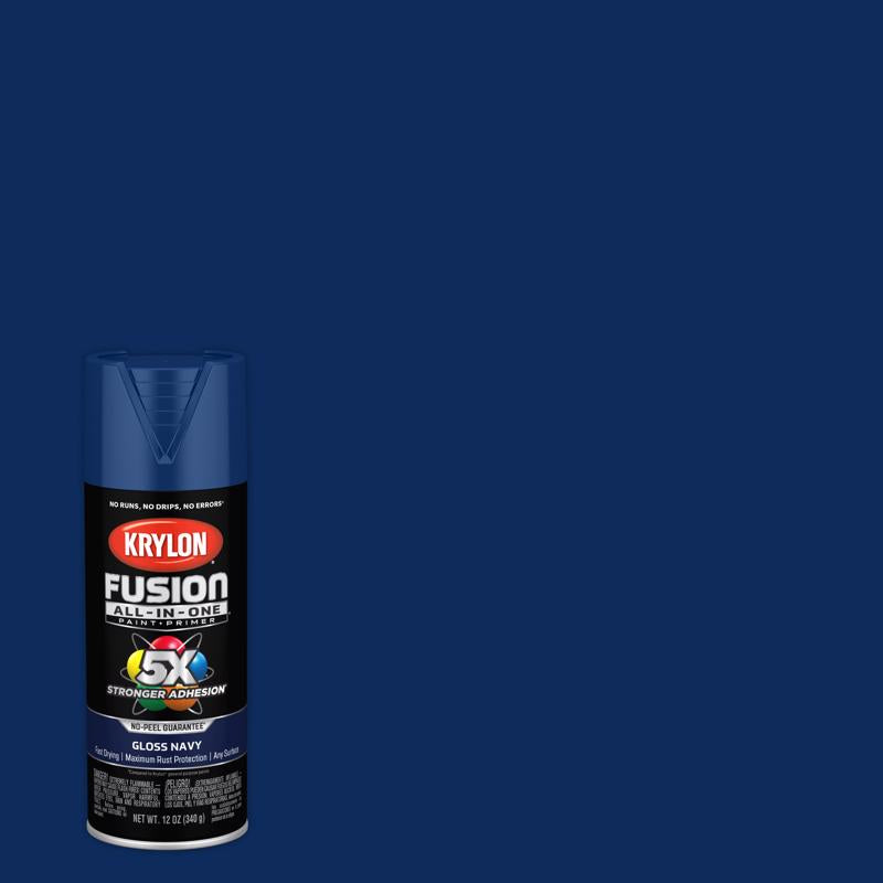 Krylon Fusion All-In-One Gloss Navy Paint+Primer Spray Paint 12 oz, Pack of 6