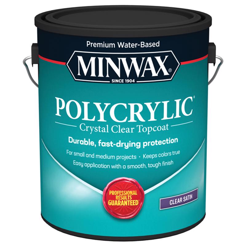 Minwax Polycrylic Satin Crystal Clear Water-Based Polyurethane 1 gal, Pack of 2