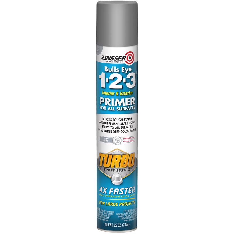 Zinsser Bulls Eye 123 Turbo Gray Oil-Based Alkyd Oil Primer 26 oz, Pack of 6