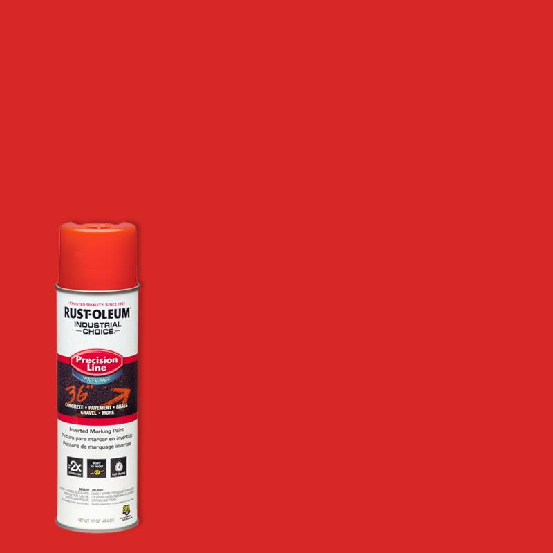 Rust-Oleum Industrial Choice Fluorescent Red Inverted Marking Paint 17 oz, Pack of 6