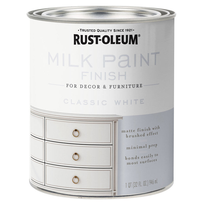 Rust-Oleum Matte Classic White Water-Based Acrylic Milk Paint 1 qt, Pack of 2