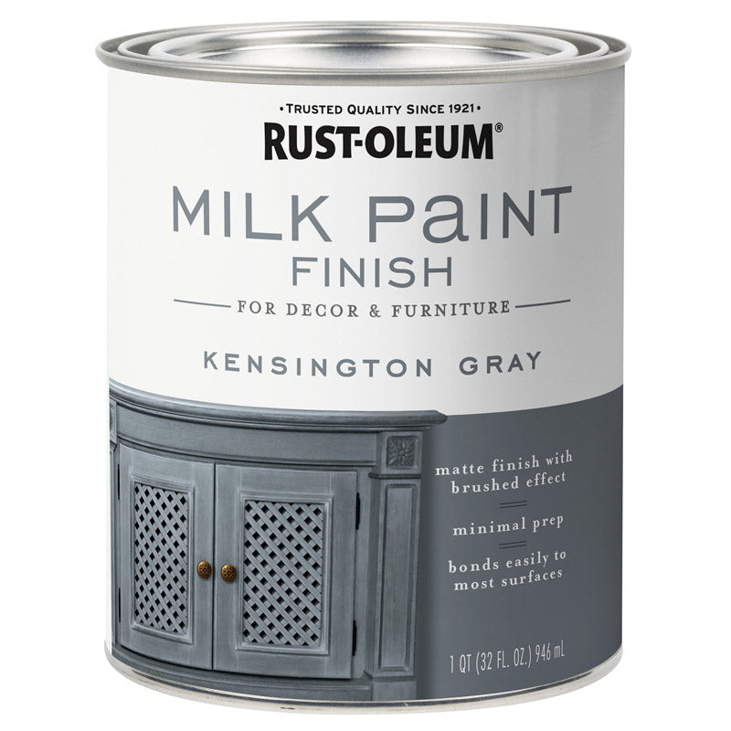 Rust-Oleum Matte Kensington Gray Water-Based Acrylic Milk Paint 1 qt, Pack of 2