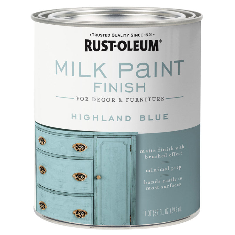 Rust-Oleum Matte Highland Blue Water-Based Acrylic Milk Paint 1 qt, Pack of 2