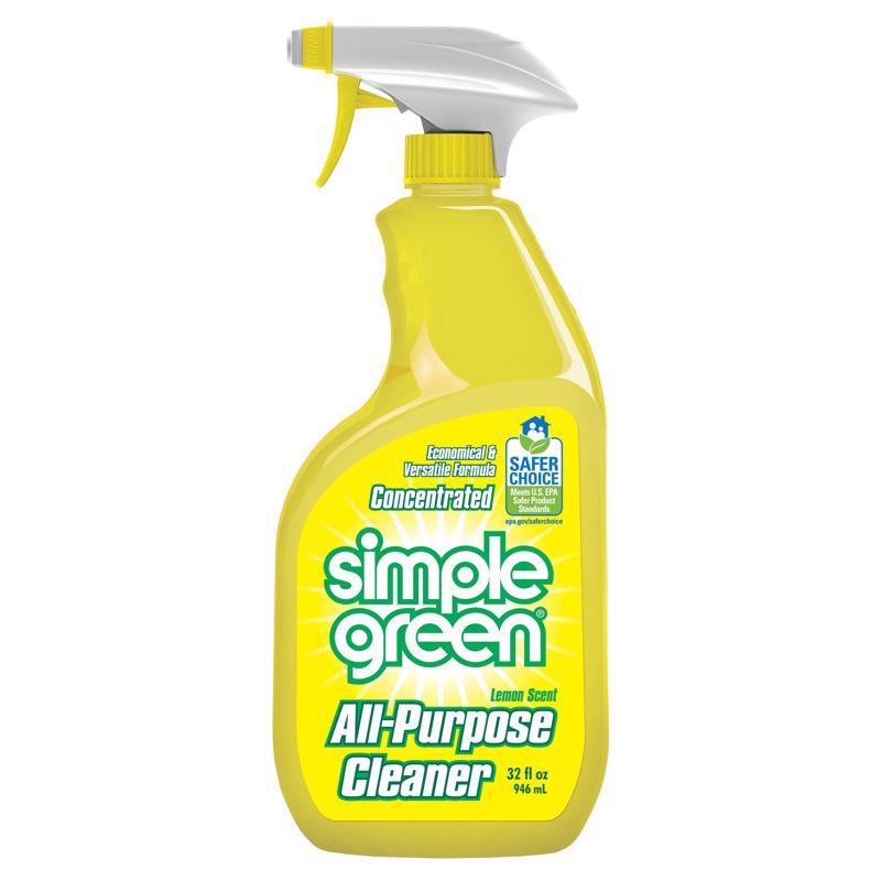 Simple Green 3010001214003 All-Purpose Cleaner, 32 oz Spray Bottle, Liquid, Lemon, Yellow