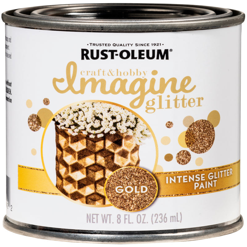 Rust-Oleum Imagine Glitter Gold Water-Based Glitter Paint Interior 8 oz, Pack of 4