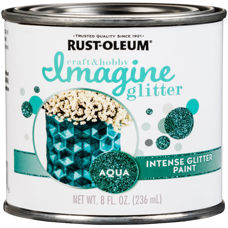 Rust-Oleum Imagine Craft & Hobby 350118 Intense Paint, Glitter Aqua, 8 oz, Can, Pack of 4