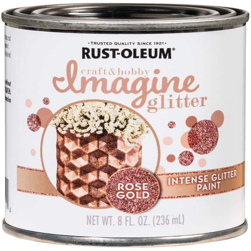 Rust-Oleum Imagine Glitter Rose Gold Water-Based Glitter Paint Interior 8 oz, Pack of 4