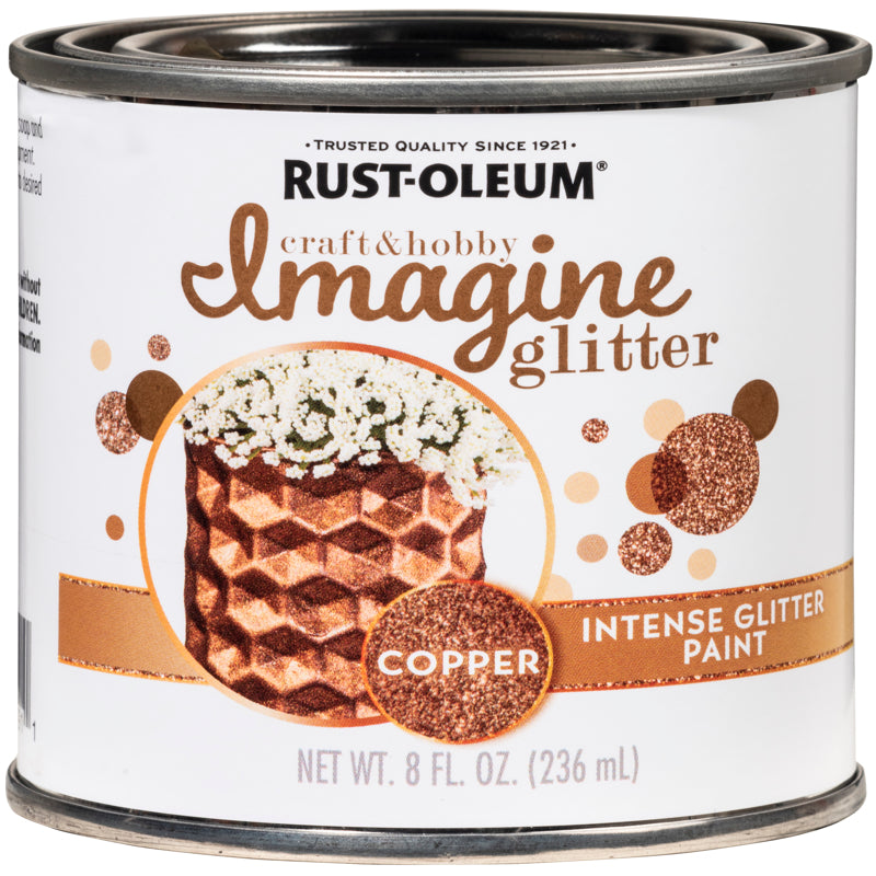 Rust-Oleum Imagine Glitter Copper Water-Based Glitter Paint Interior 8 oz, Pack of 4