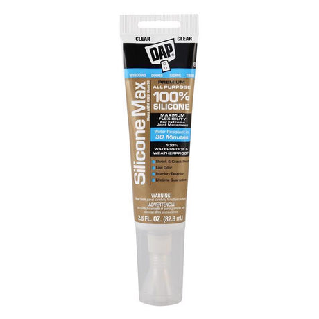 DAP Silicone Max Clear Silicone All Purpose Sealant 2.8 oz, Pack of 12