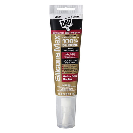 DAP Silicone Max Clear Silicone Kitchen and Bath Sealant 2.8 oz, Pack of 12