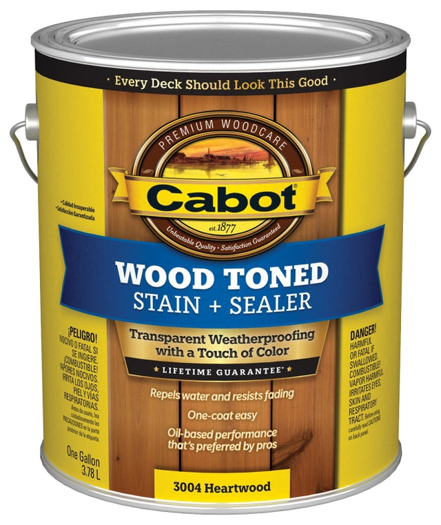 Cabot 3000 Series 140.0003004.007 Deck and Siding Stain, Wood Toned, Heartwood, Liquid, 1 gal, Pack of 4