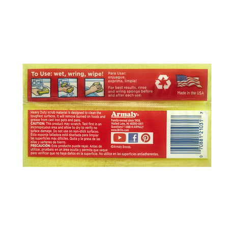 Brillo Estracell Heavy Duty Scrubber Sponge For All Purpose 4.5 in. L 3 pc, Pack of 8