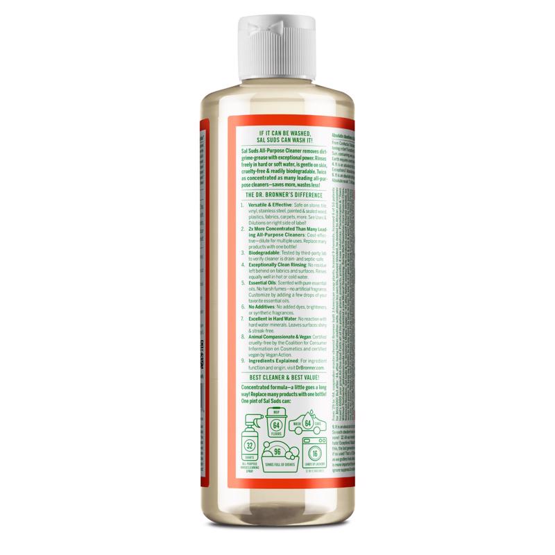 Dr. Bronner's Sal Suds Pine Scent Concentrated Organic Biodegradable Cleaner Liquid 32 oz, Pack of 12