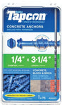 Tapcon 24301 Screw Anchor, Hex, Phillips, Slotted Drive, Steel, Climaseal
