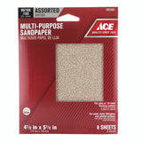 Ace 5.5 in. L X 4.5 in. W Assorted Grit Aluminum Oxide Sanding Sheet 6 pk, Pack of 10