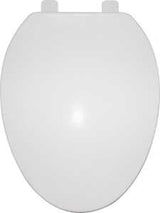 ProSource Q-019-WH Toilet Seat, Elongated, Polypropylene, White, Plastic Hinge