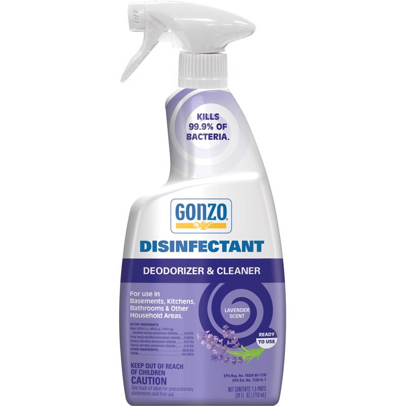 Gonzo Lavender Scent Disinfectant Deodorizer and Cleaner 24 oz 1 pk, Pack of 6