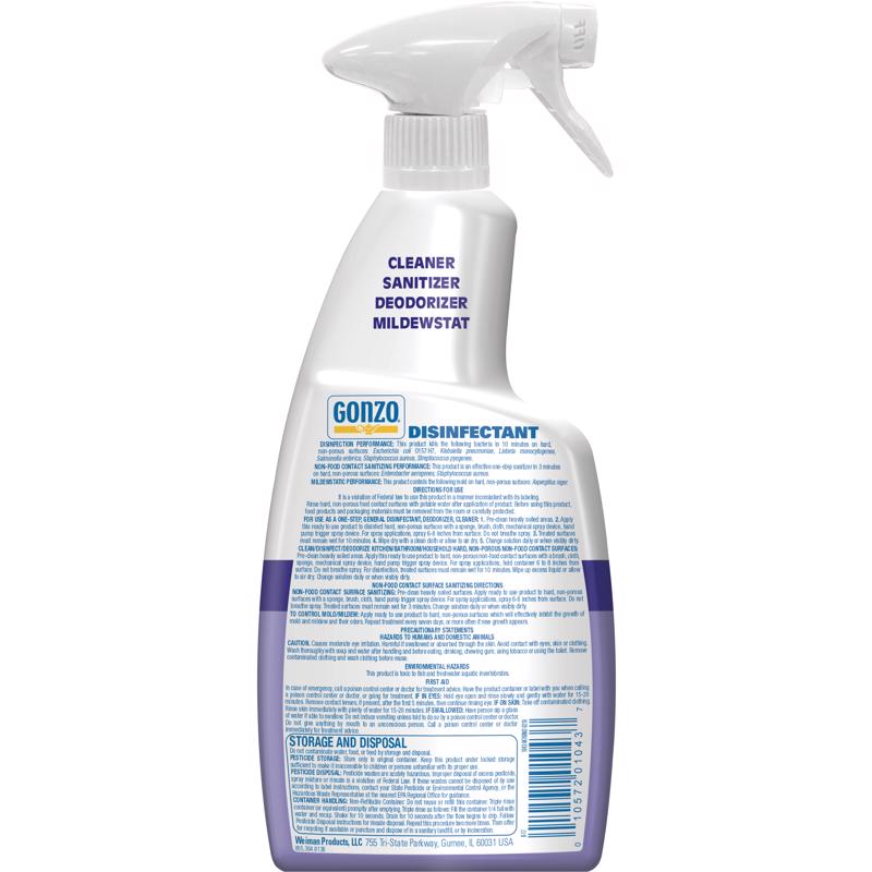 Gonzo Lavender Scent Disinfectant Deodorizer and Cleaner 24 oz 1 pk, Pack of 6