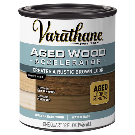 Varathane Semi-Transparent Gloss Aged Brown Water-Based Polyurethane Aged Wood Accelerator 1 qt, Pack of 2