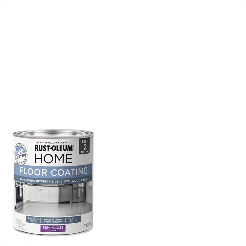 Rust-Oleum Home Semi-Gloss Clear Water-Based Floor Coating Step2 1 qt, Pack of 6