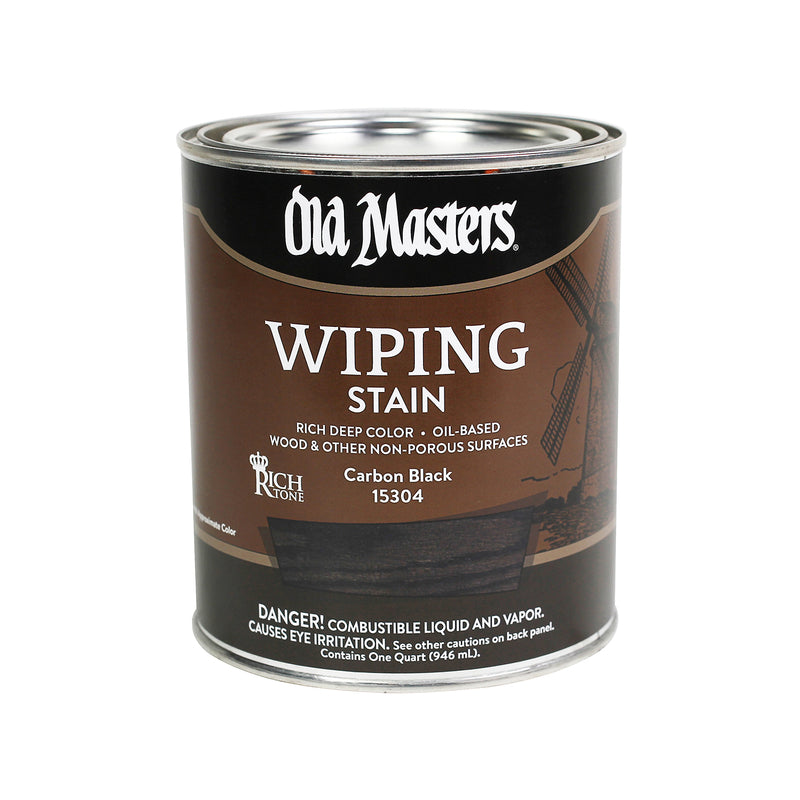 Old Masters Semi-Transparent Carbon Black Oil-Based Wiping Stain 1 qt, Pack of 4