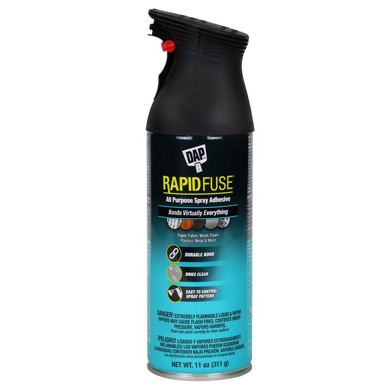 DAP RapidFuse 7079800114 Spray Adhesive, Solvent, Clear, 24 hr Curing, 11 oz Aerosol Can