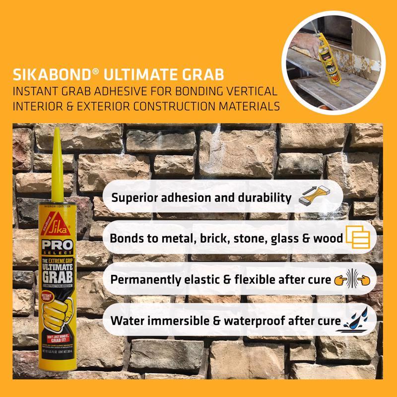 Sika Ultimate Grab Polyurethane Construction Adhesive 10.1 oz, Pack of 12