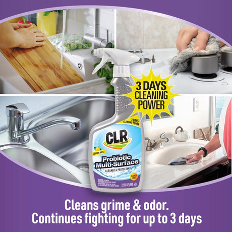 CLR Lemon Scent Probiotic Daily Cleaner 22 oz Liquid, Pack of 6