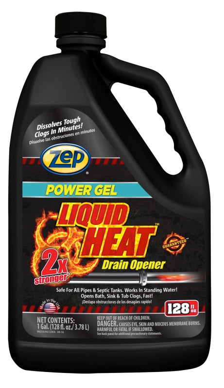 Zep ZULHG128 Drain Opener, Liquid, Light Yellow, Chlorine, 128 oz Bottle, Pack of 4