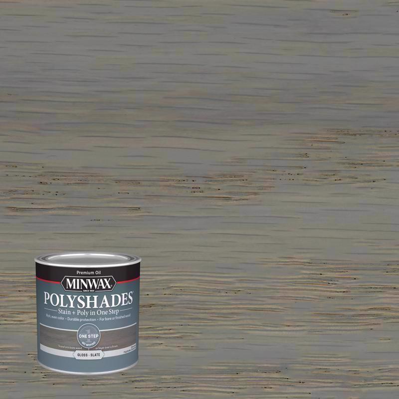 Minwax Polyshades Semi-Transparent Gloss Slate Oil-Based Stain/Polyurethane Finish 1/2 pt, Pack of 4